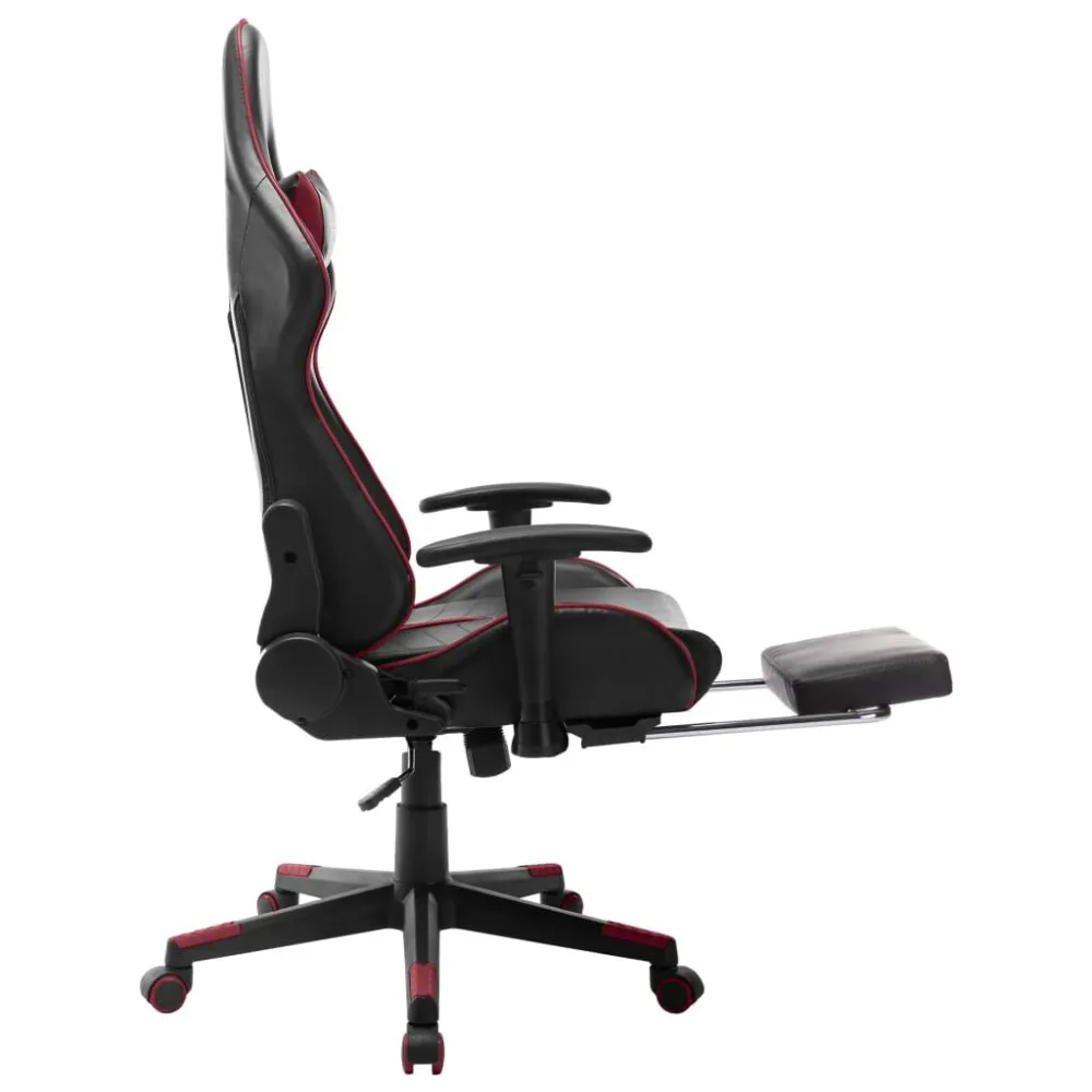 Sedia da Gaming con Poggiapiedi Nera e Rosso Vino Similpelle