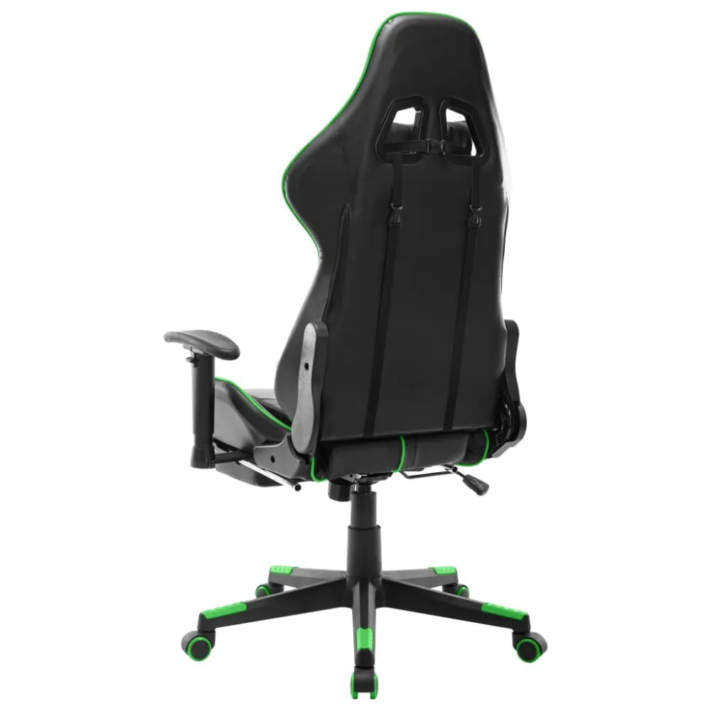 Sedia da Gaming con Poggiapiedi Nera e Verde Similpelle