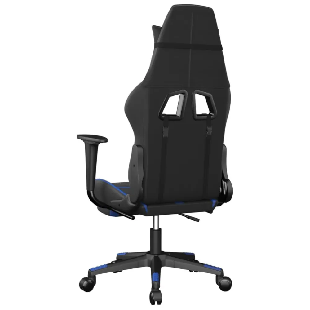 Sedia da Gaming con Poggiapiedi Nero e Blu Similpelle