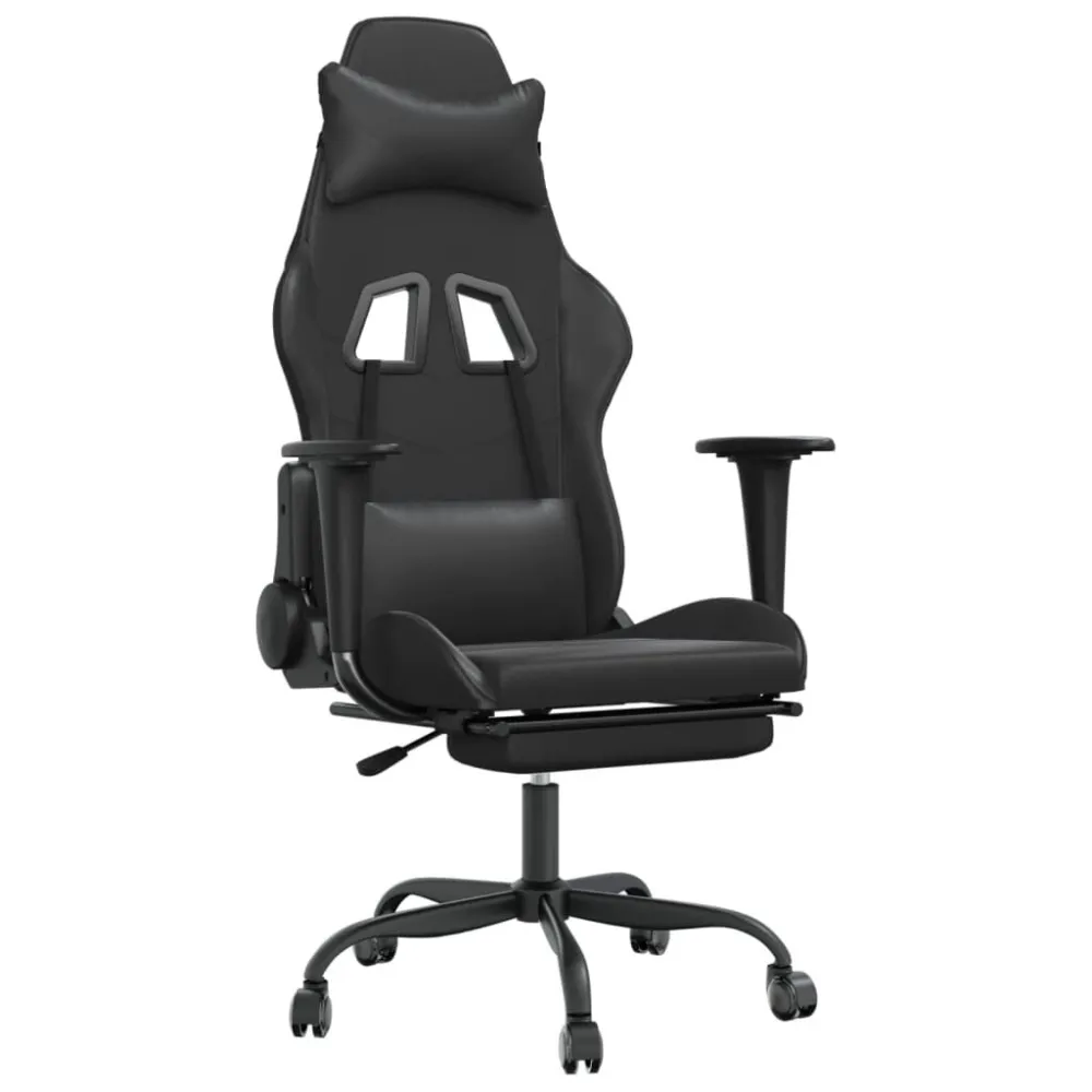 Sedia da Gaming con Poggiapiedi Nero Similpelle