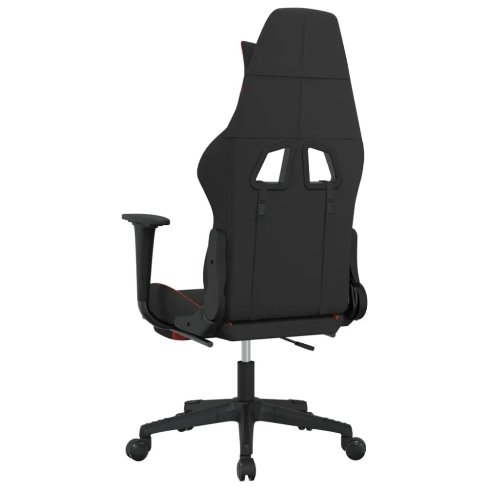 Sedia da Gaming con Poggiapiedi Rosso e Nero Tessuto