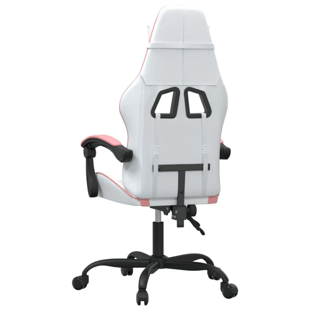 Sedia da Gaming Girevole Bianco e Rosa Similpelle