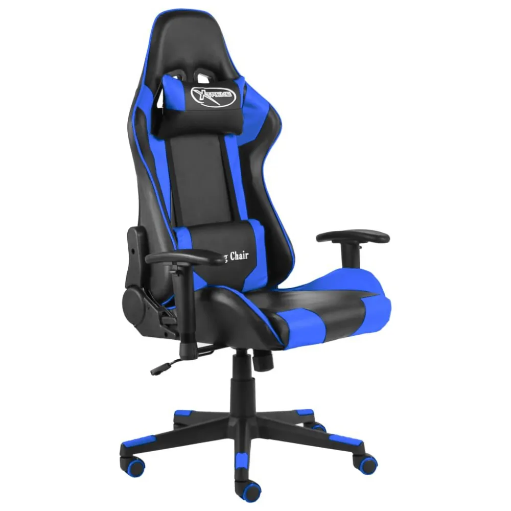 Sedia da Gaming Girevole Blu PVC