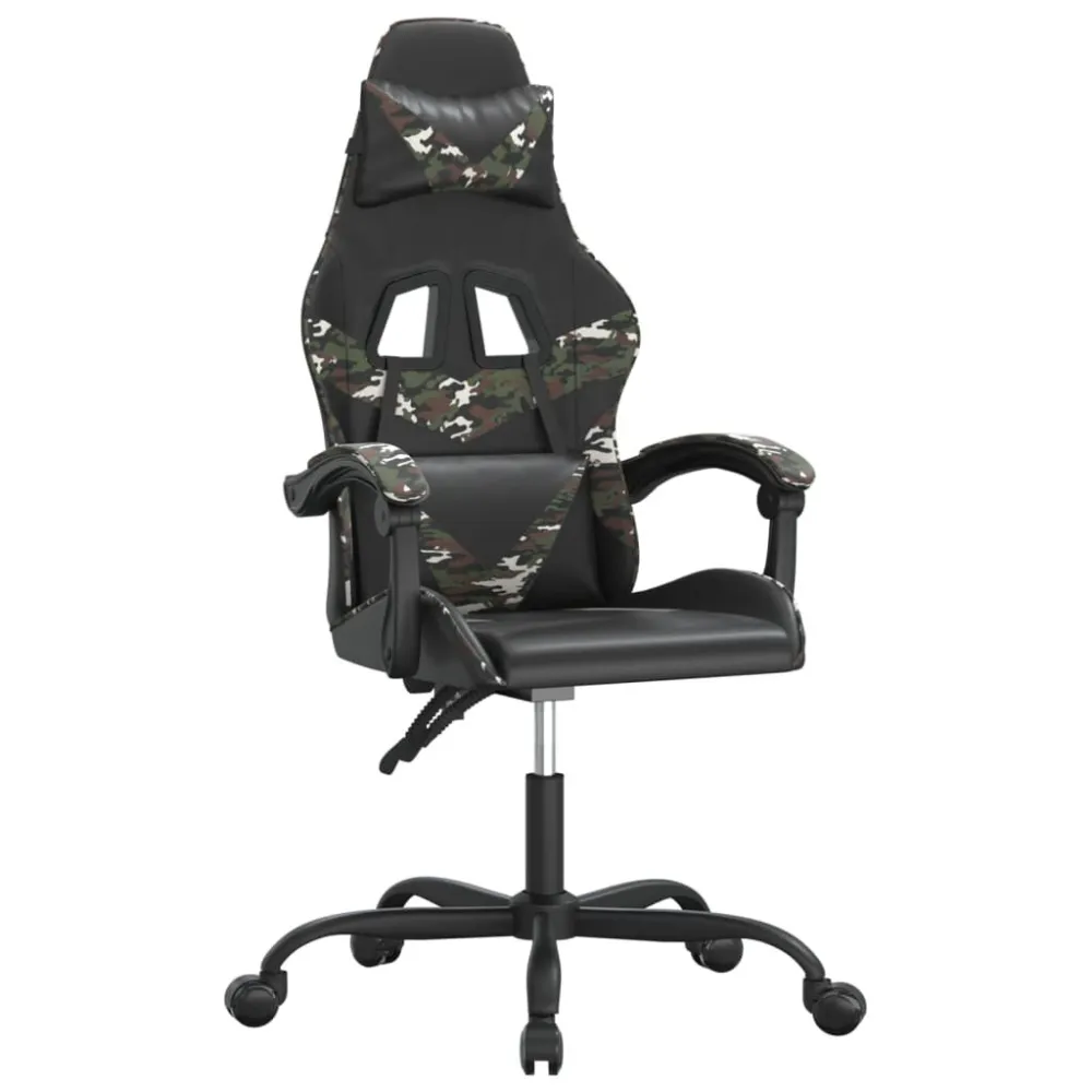 Sedia da Gaming Girevole Nero e Mimetico Similpelle