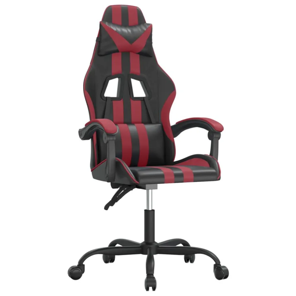 Sedia da Gaming Girevole Nero e Rosso Vino Similpelle