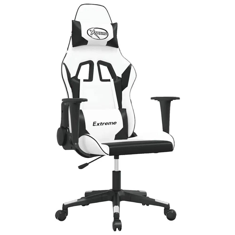 Sedia da Gaming Massaggiante Bianco e Nero Similpelle