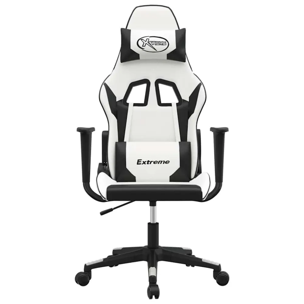 Sedia da Gaming Massaggiante Bianco e Nero Similpelle