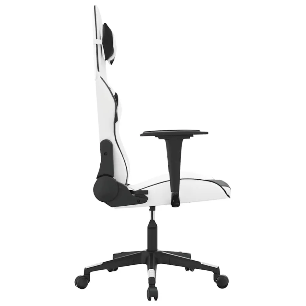 Sedia da Gaming Massaggiante Bianco e Nero Similpelle