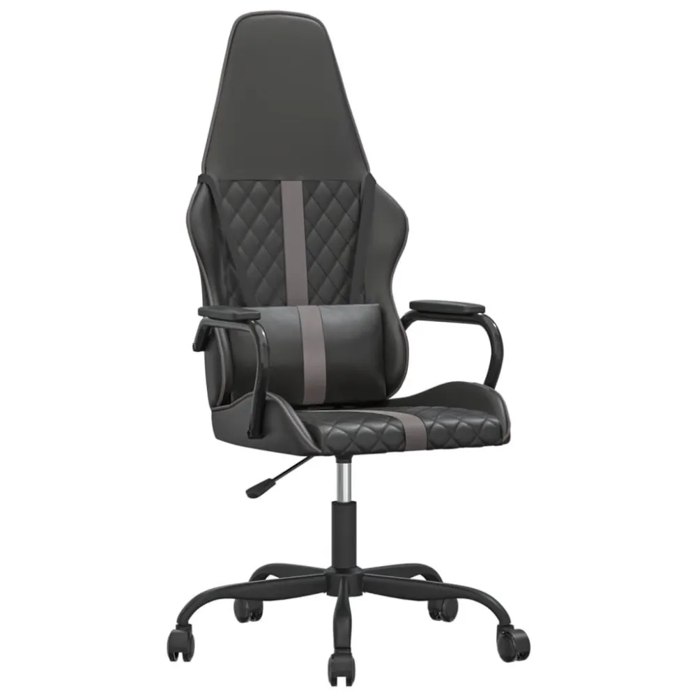 Sedia da Gaming Massaggiante Grigia e Nera Similpelle