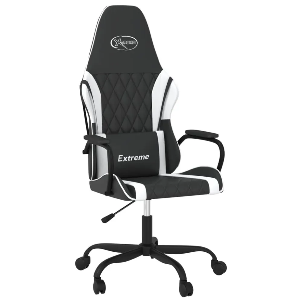 Sedia da Gaming Massaggiante Nera e Bianca Similpelle