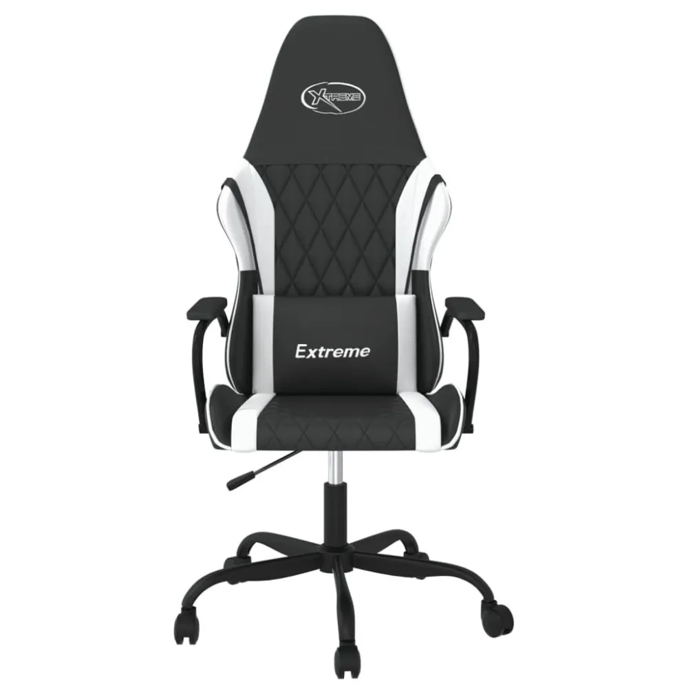 Sedia da Gaming Massaggiante Nera e Bianca Similpelle