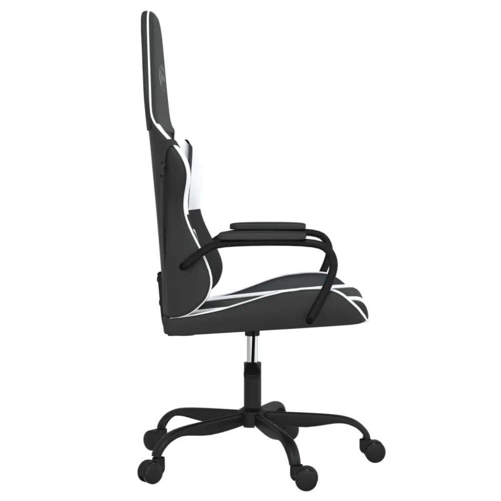 Sedia da Gaming Massaggiante Nera e Bianca Similpelle
