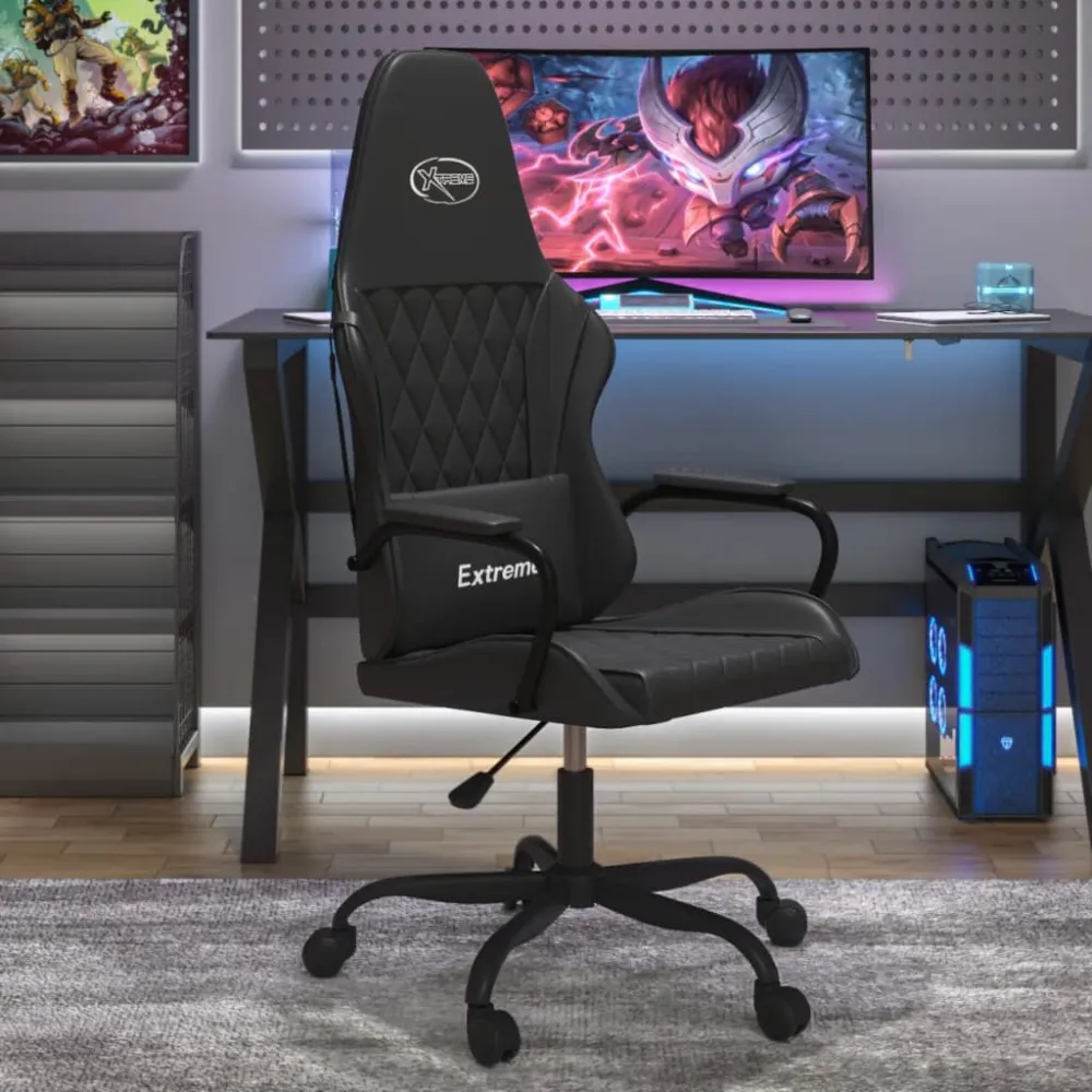 Sedia da Gaming Massaggiante Nera Similpelle