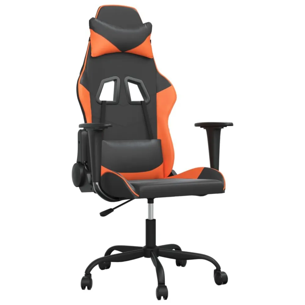 Sedia da Gaming Massaggiante Nero e Arancione Similpelle