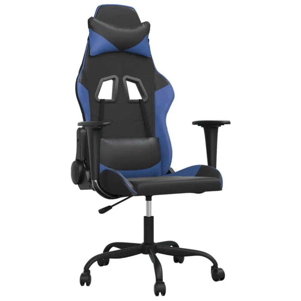 Sedia da Gaming Massaggiante Nero e Blu Similpelle