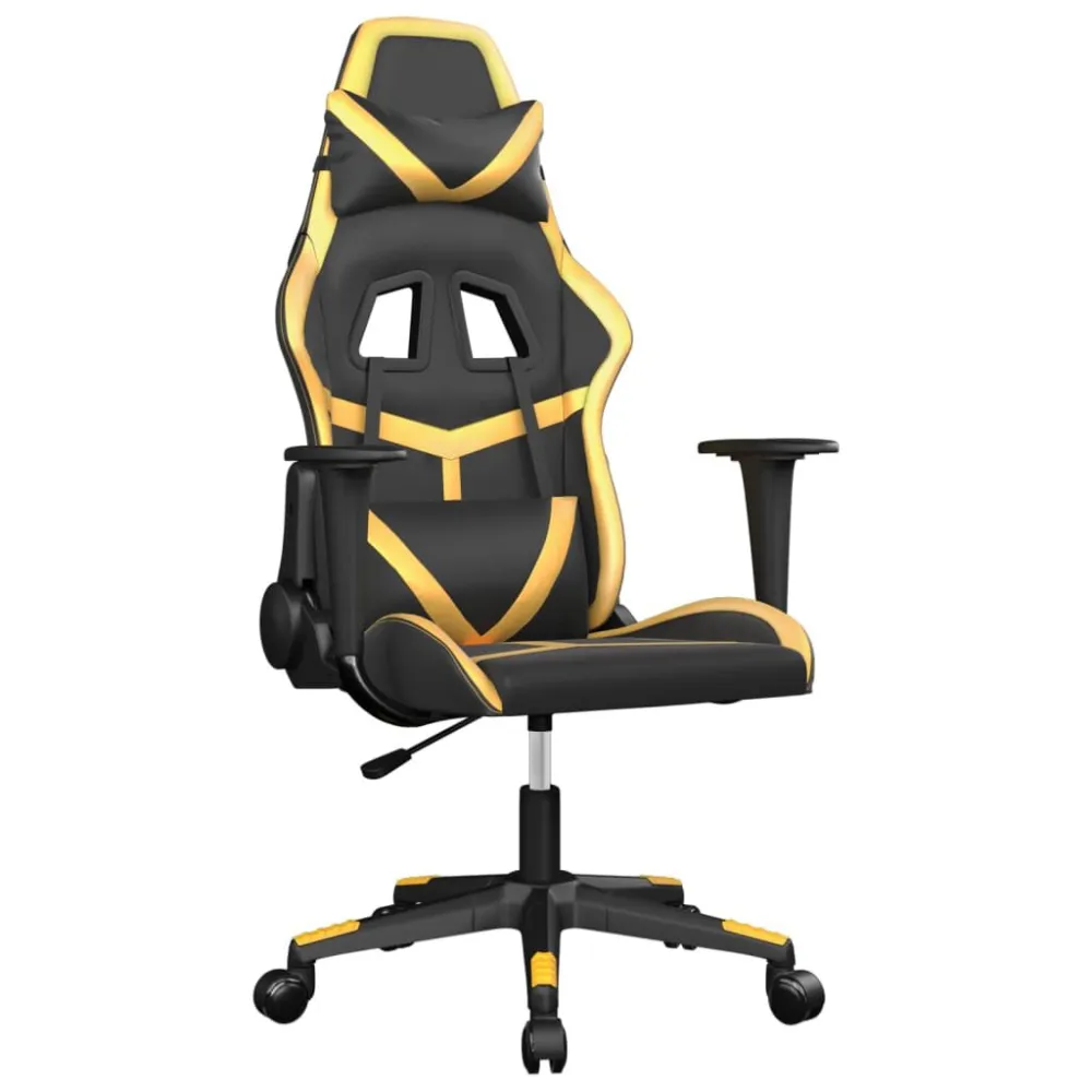 Sedia da Gaming Massaggiante Nero e Oro Similpelle