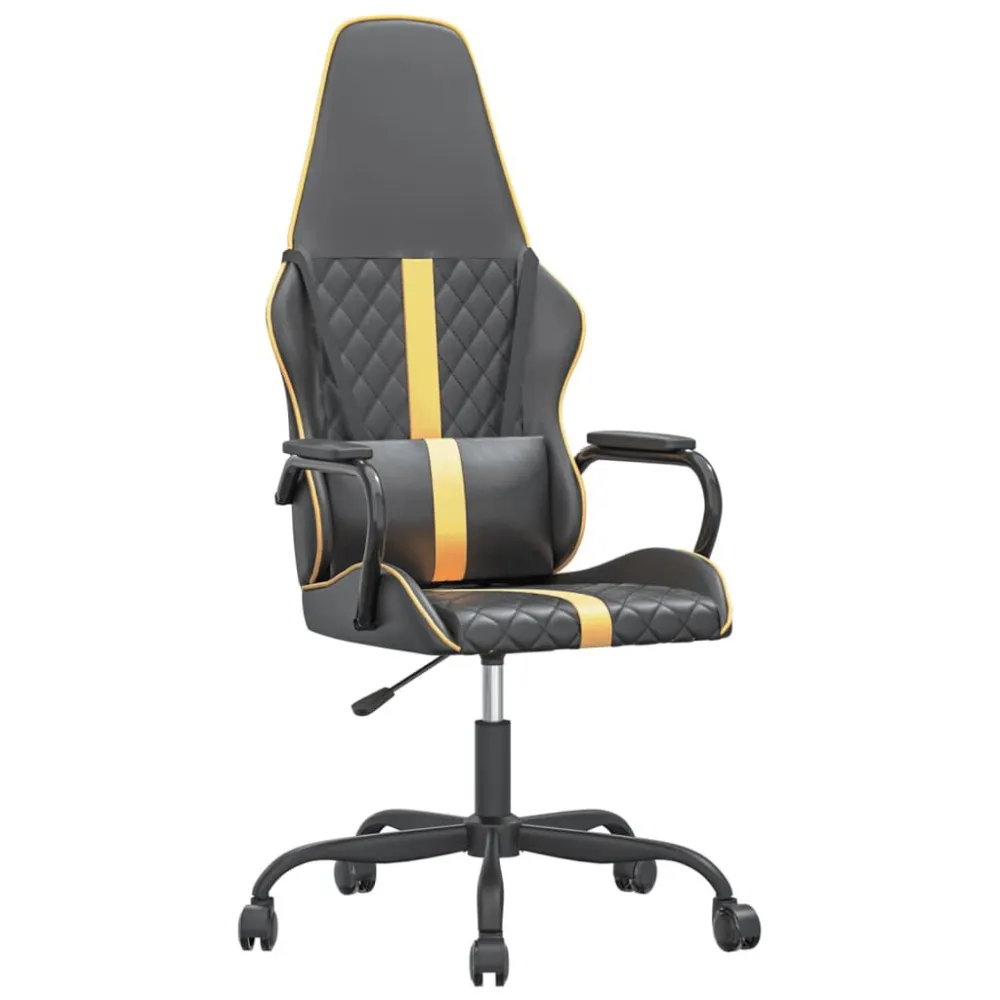 Sedia da Gaming Massaggiante Oro e Nero Similpelle