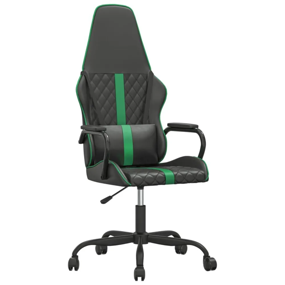 Sedia da Gaming Massaggiante Verde e Nera Similpelle