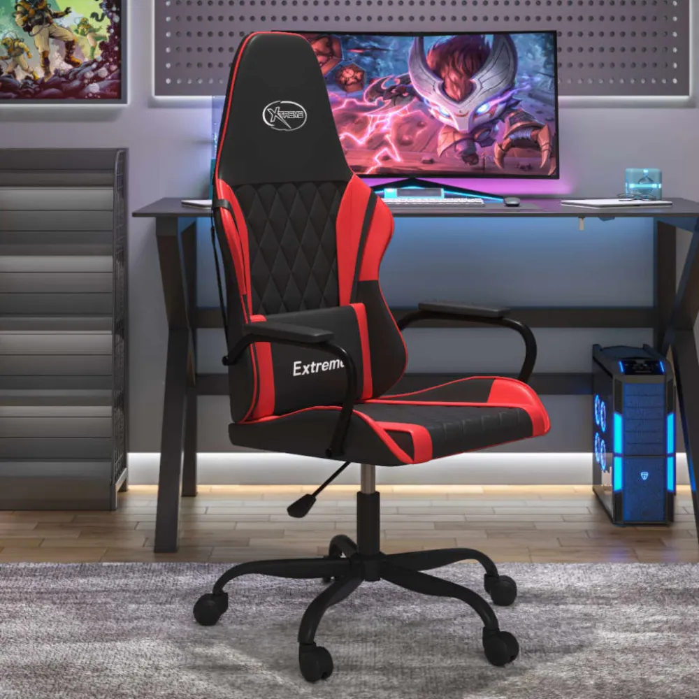 Sedia da Gaming Nera e Rossa Similpelle