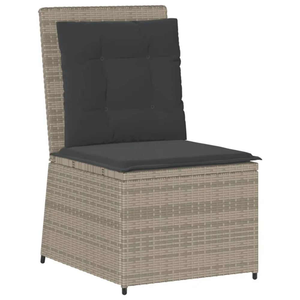Divano Reclinabile Giardino Cuscini Grigio Trasparente Polyrattan