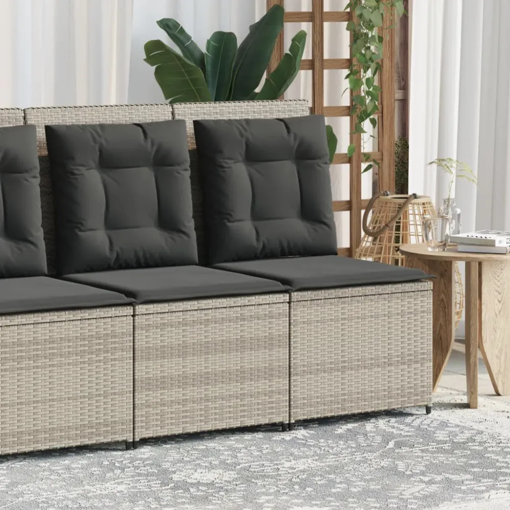 Divano Reclinabile Giardino Cuscini Grigio Trasparente Polyrattan