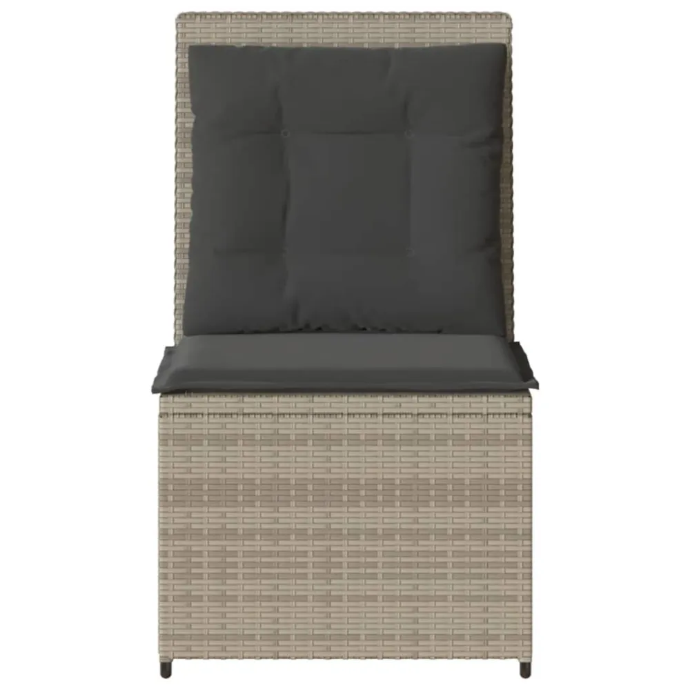 Divano Reclinabile Giardino Cuscini Grigio Trasparente Polyrattan