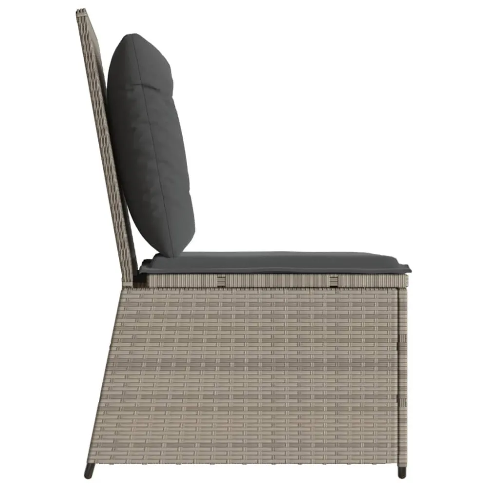 Divano Reclinabile Giardino Cuscini Grigio Trasparente Polyrattan