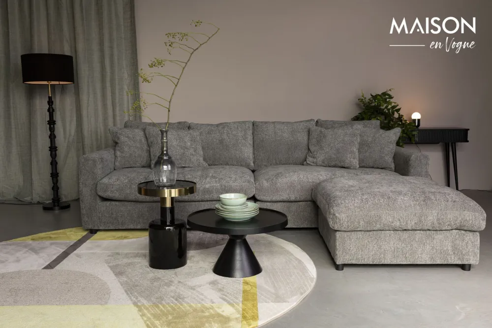 Poggiapiedi tessuto Sense grigio fosco Zuiver - 92cm