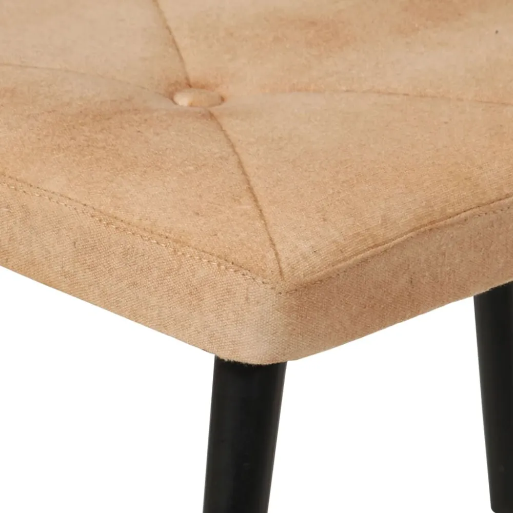 Poltrona Wingback con Poggiapiedi Crema Tela