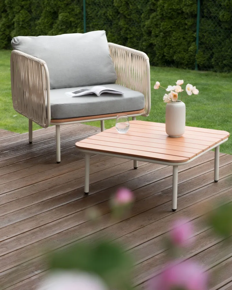 Pouf Portaoggetti Poltrona da giardino SENISE Grigio