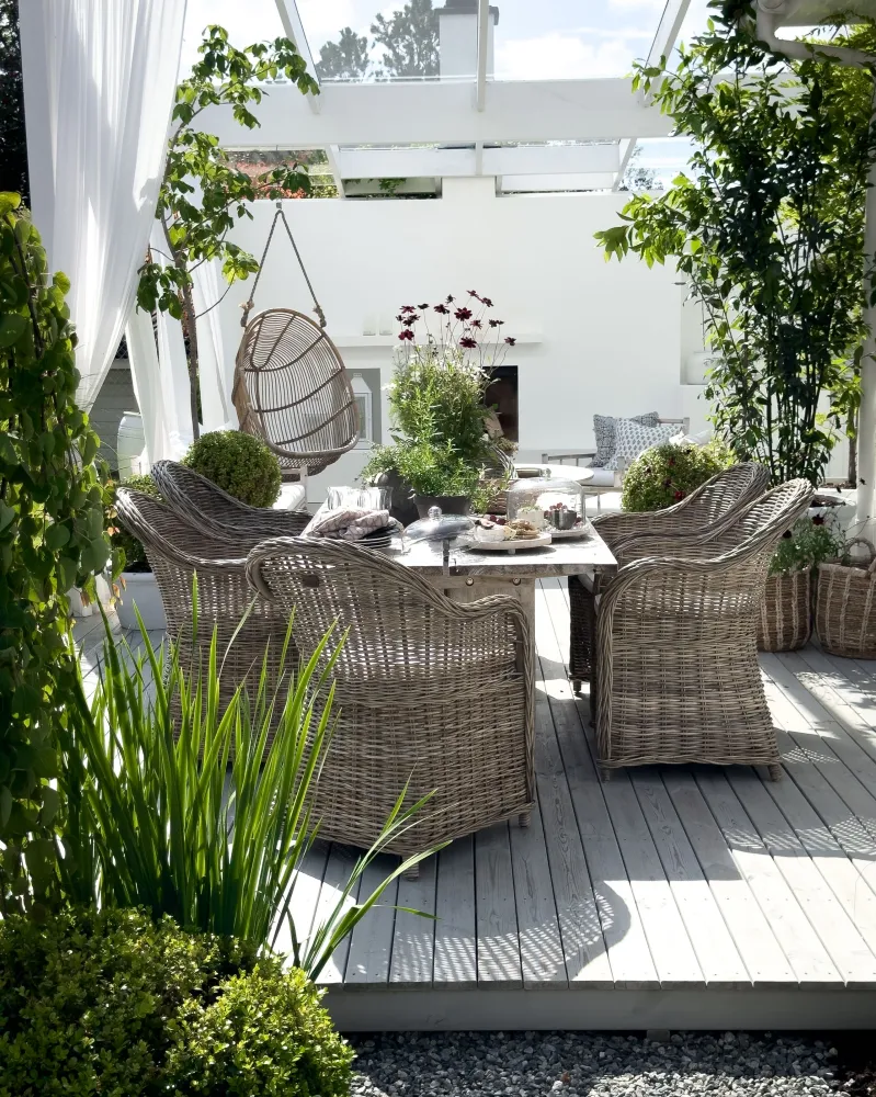 Pouf Portaoggetti Sedia da giardino SUSUA Rattan Naturale