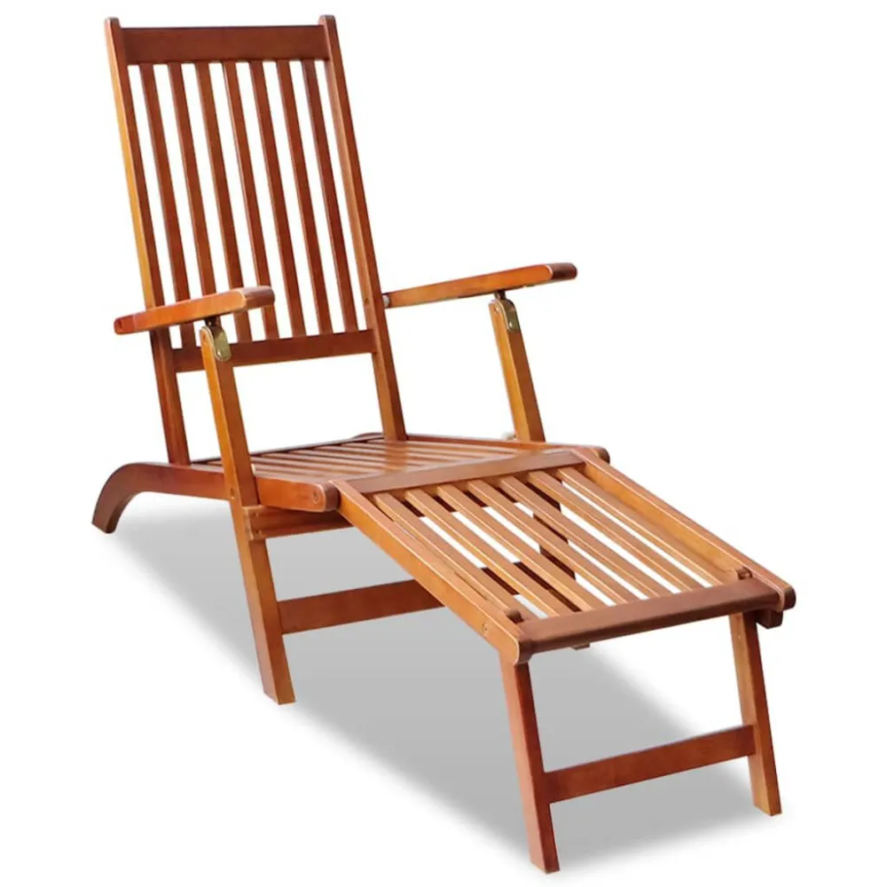Sdraio da Esterno con Poggiapiedi legno Massello d'Acacia