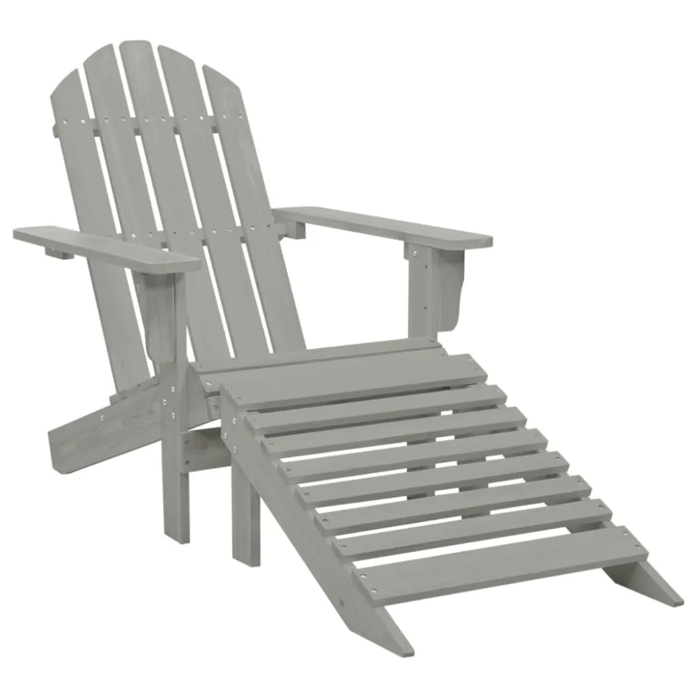 Sedia da Giardino con Poggiapiedi Legno Grigio