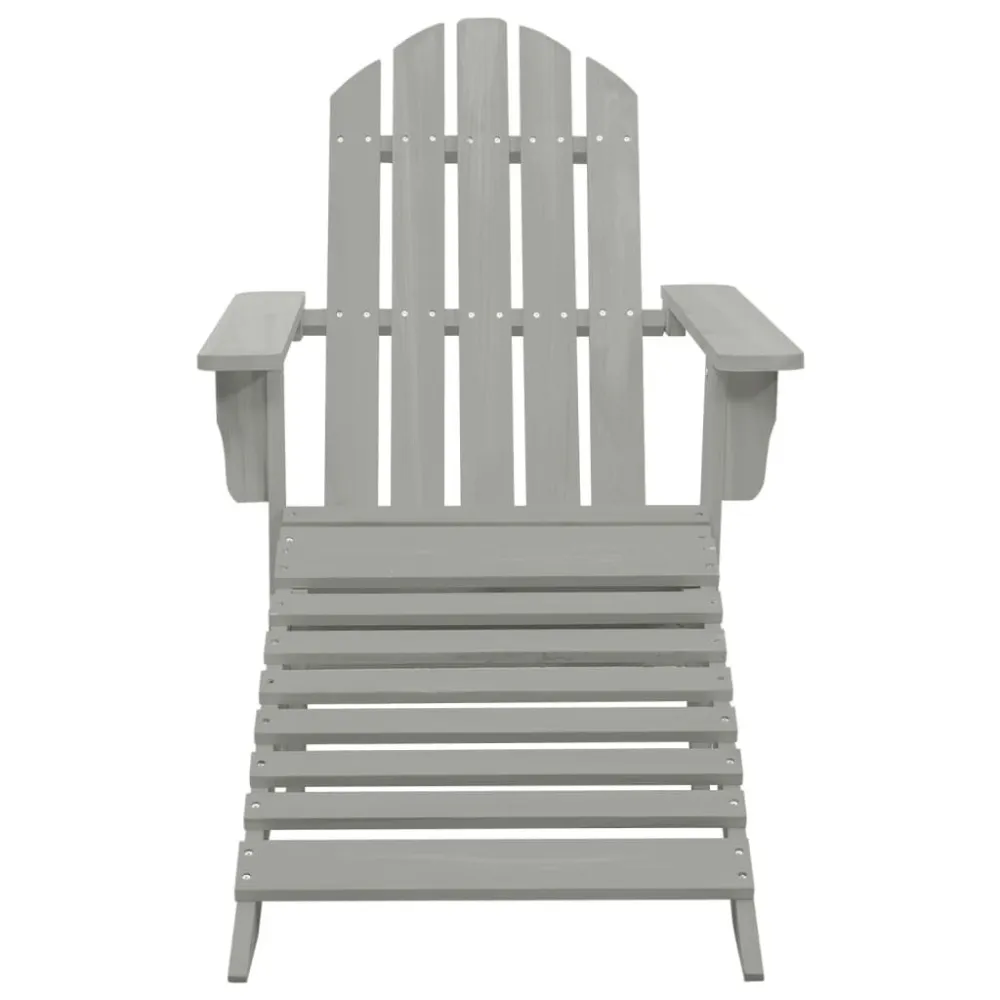 Sedia da Giardino con Poggiapiedi Legno Grigio