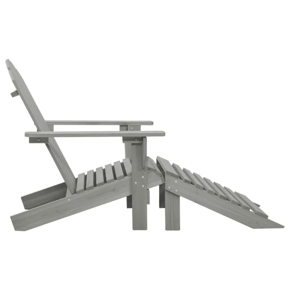 Sedia da Giardino con Poggiapiedi Legno Grigio