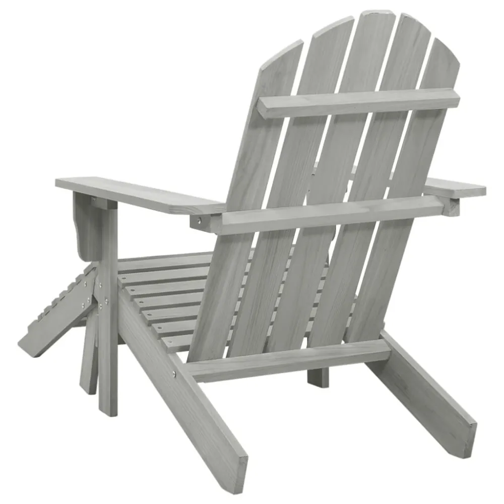 Sedia da Giardino con Poggiapiedi Legno Grigio