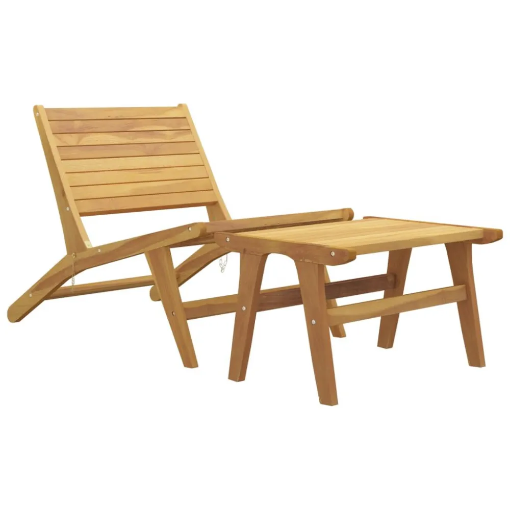 Sedia da Giardino con Poggiapiedi Legno Massello di Teak