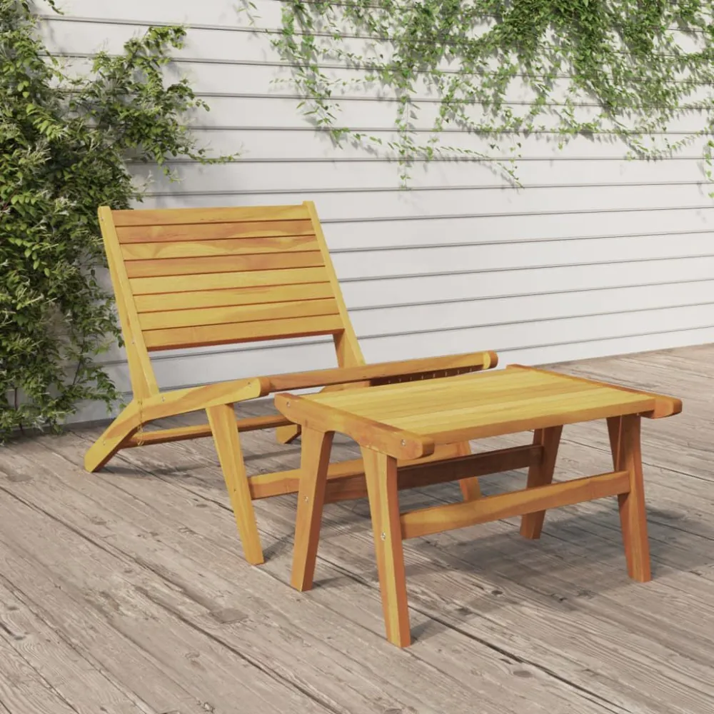 Sedia da Giardino con Poggiapiedi Legno Massello di Teak