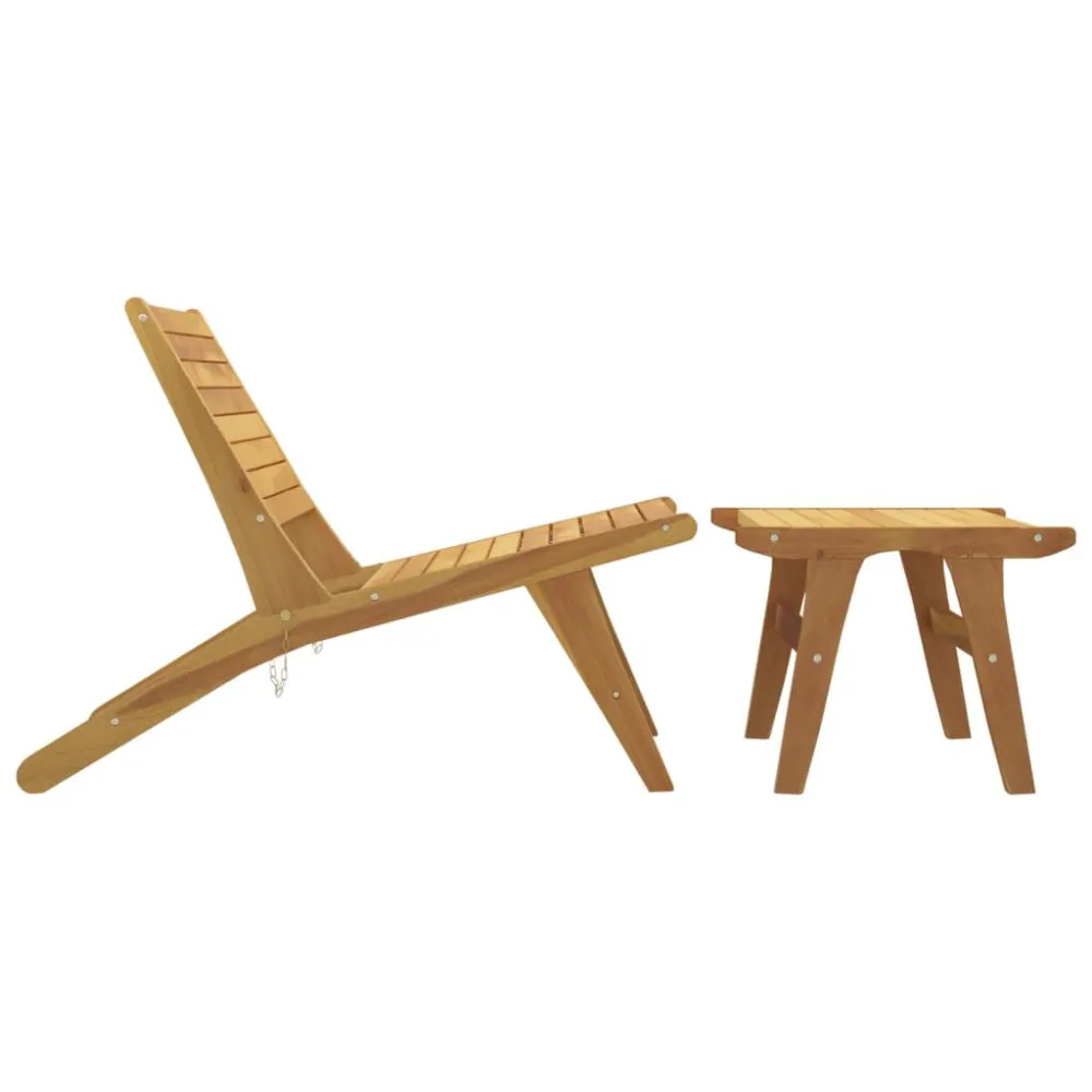Sedia da Giardino con Poggiapiedi Legno Massello di Teak