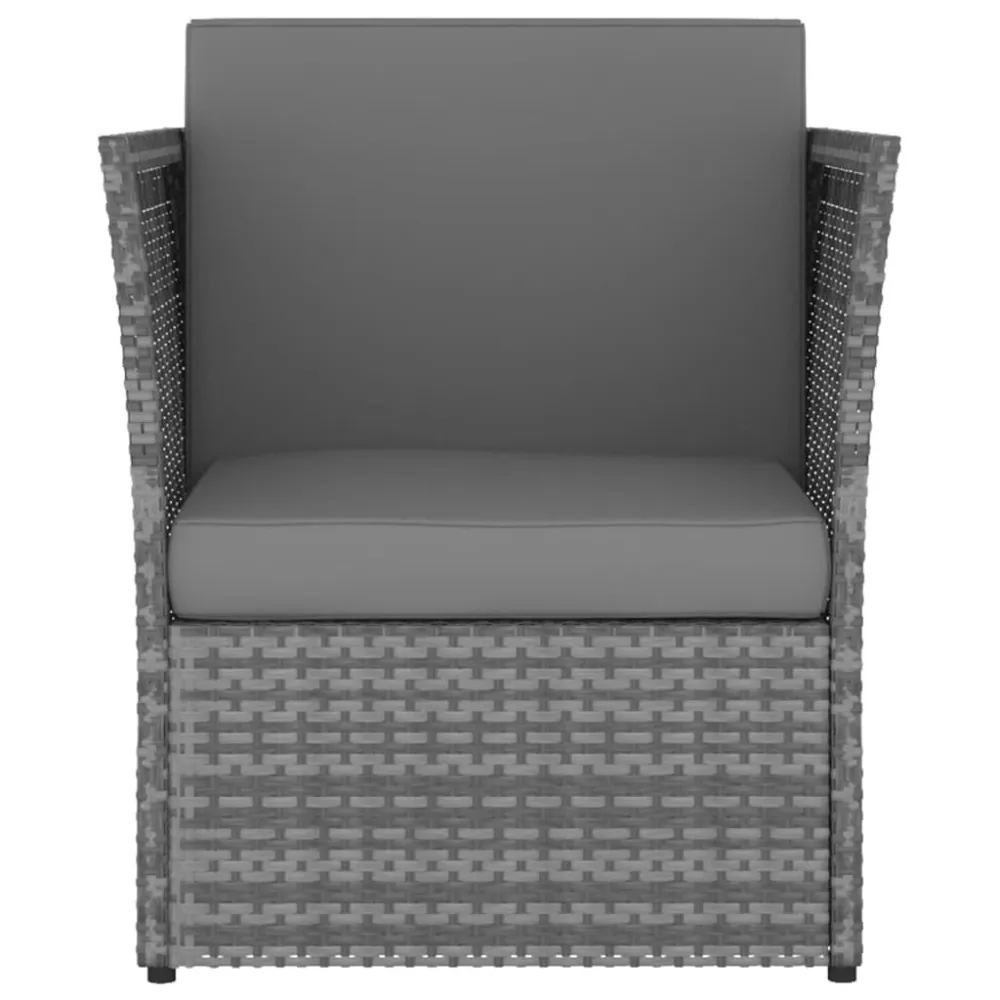 Sedia da Giardino con Poggiapiedi Polyrattan Antracite