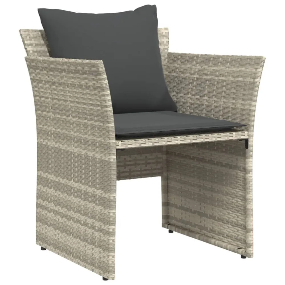 Sedia da Giardino con Poggiapiedi Polyrattan Grigio Limpido