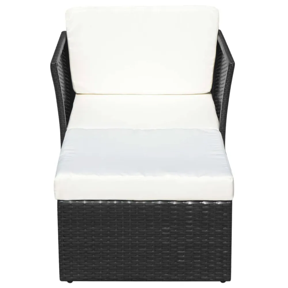 Sedia da Giardino con Poggiapiedi Polyrattan Nero