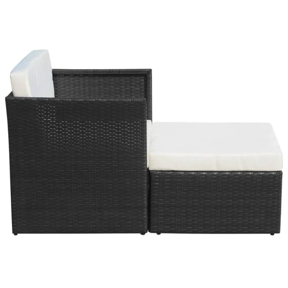 Sedia da Giardino con Poggiapiedi Polyrattan Nero