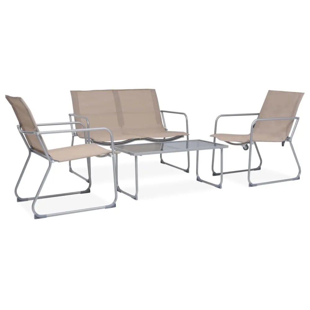 Set Divano da Giardino 4 pz Tessuto e Acciaio Grigio Talpa