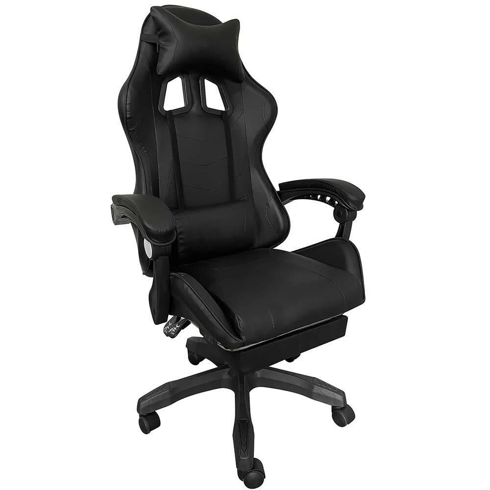 Sedia Poltrona Gaming Scrivania Ufficio Casa Reclinabile con Poggiapiedi Nero