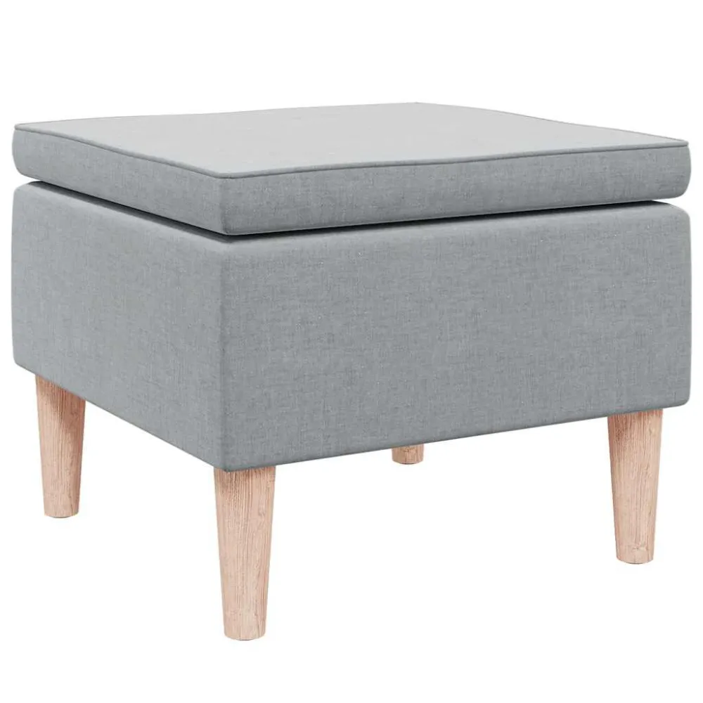 Poggiapiedi con Gambe Legno Grigio Chiaro Tessuto