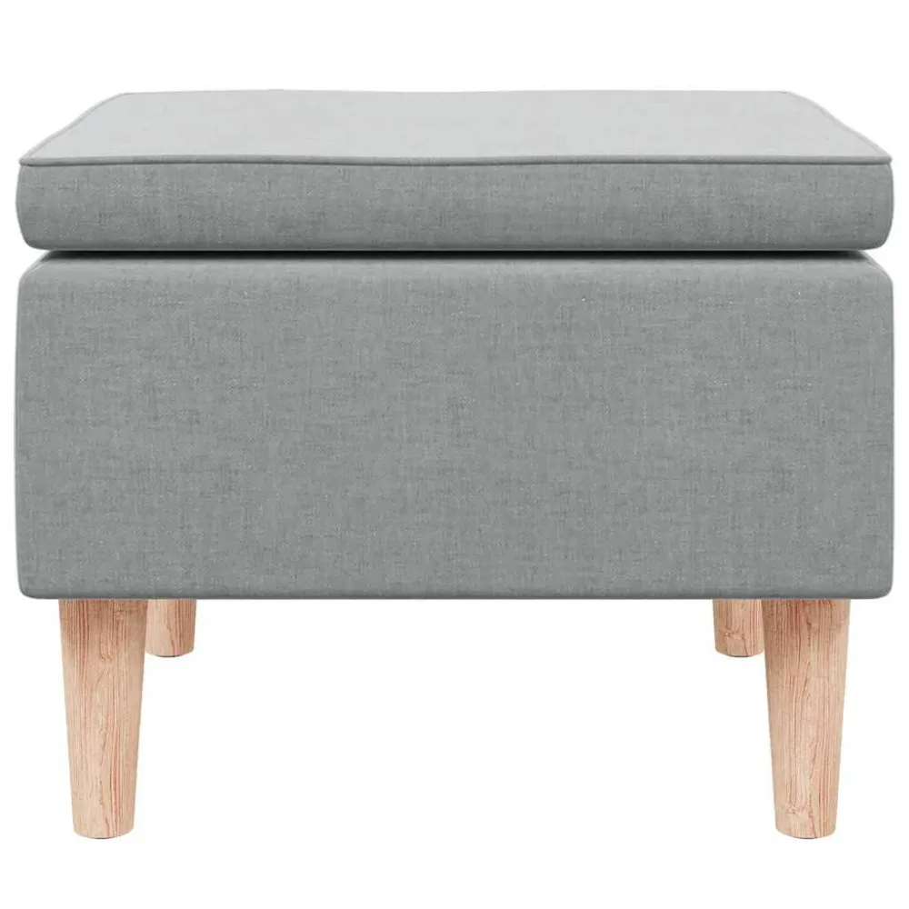 Poggiapiedi con Gambe Legno Grigio Chiaro Tessuto