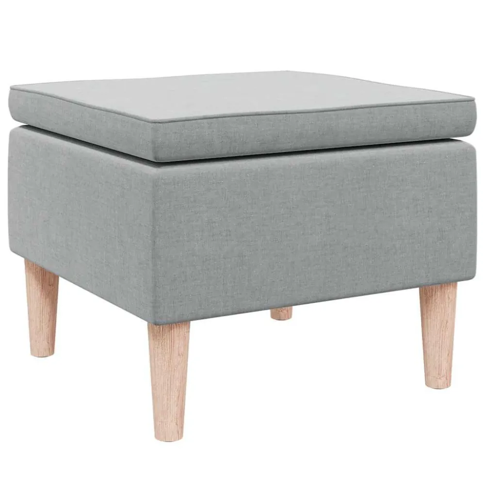 Poggiapiedi con Gambe Legno Grigio Chiaro Tessuto