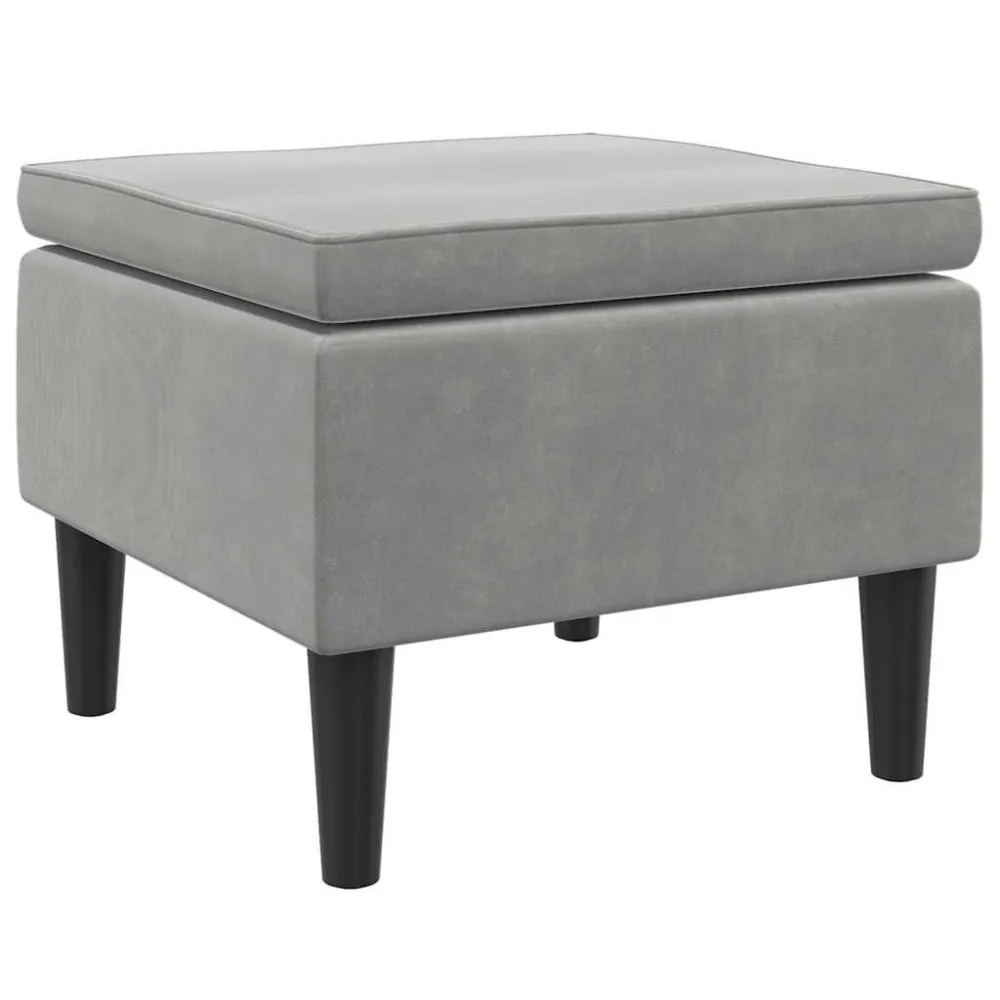 Poggiapiedi con Gambe Legno Grigio Chiaro Velluto