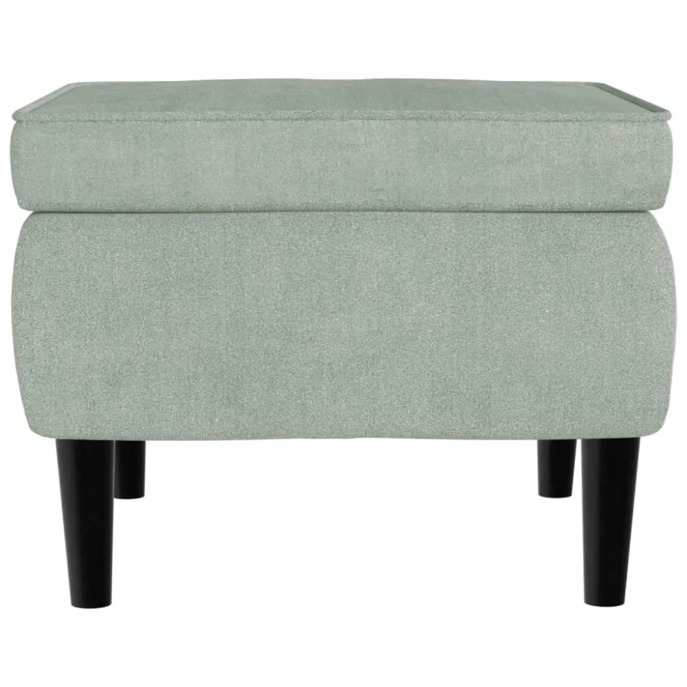 Poggiapiedi con Gambe Legno Grigio Chiaro Velluto
